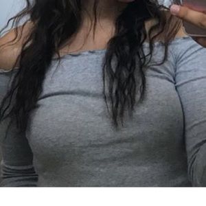 Off the shoulder grey forever 21 top